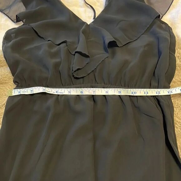 H&M Open Back Ruffled Semi-Sheer Dress Party Chiffon Whimsigoth Black Sz 6 New - Picture 5 of 7